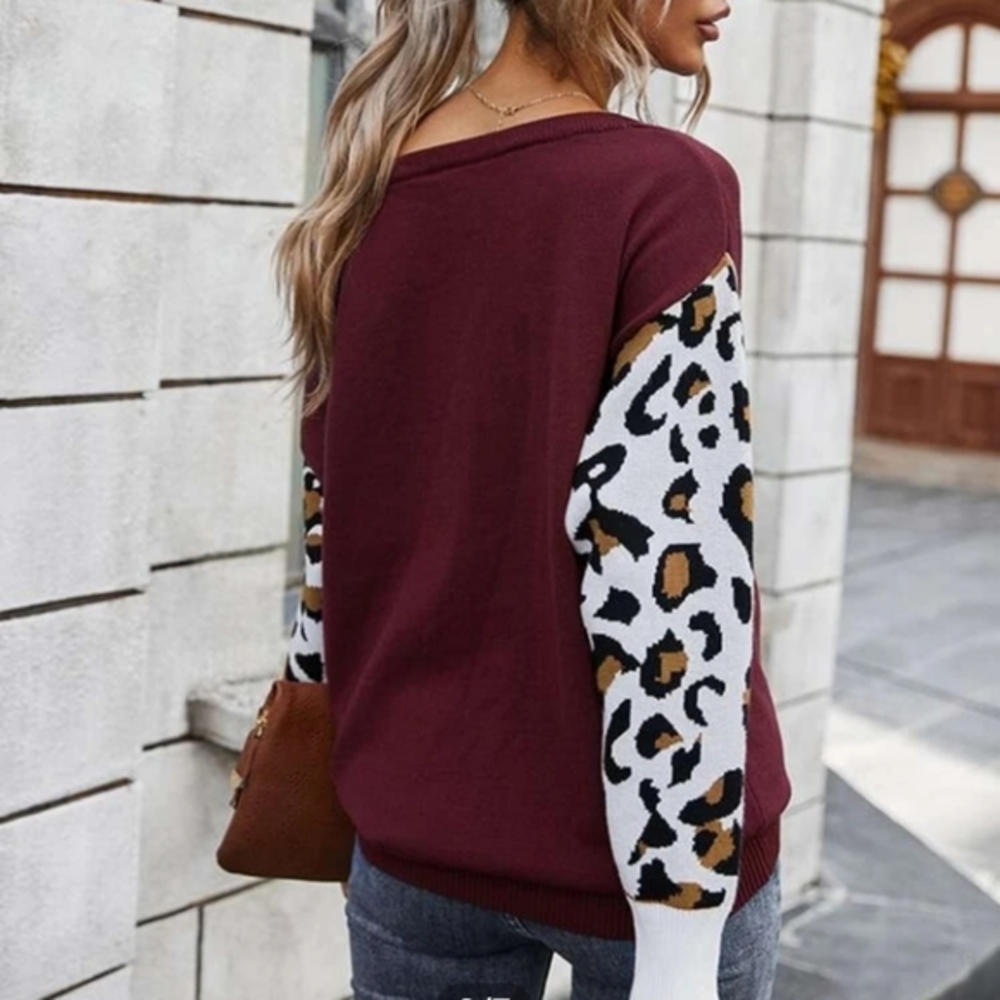 Maroon Pattern Sweater - image 2